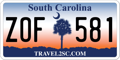 SC license plate ZOF581