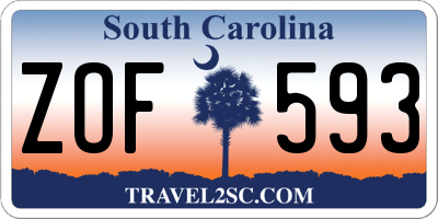 SC license plate ZOF593