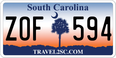 SC license plate ZOF594