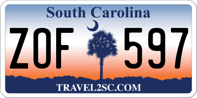 SC license plate ZOF597