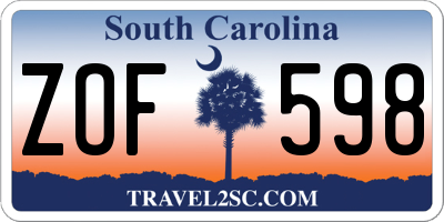 SC license plate ZOF598