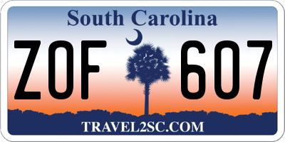 SC license plate ZOF607