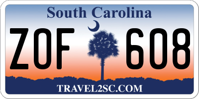 SC license plate ZOF608