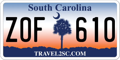 SC license plate ZOF610