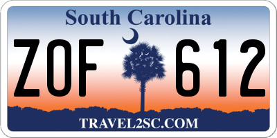 SC license plate ZOF612
