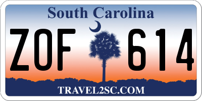 SC license plate ZOF614