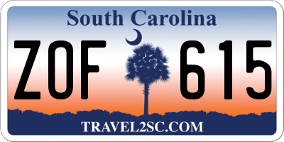 SC license plate ZOF615