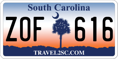 SC license plate ZOF616
