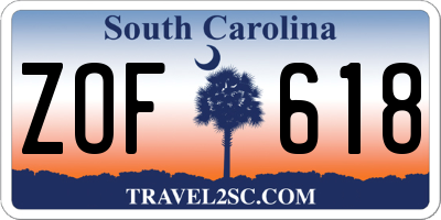 SC license plate ZOF618
