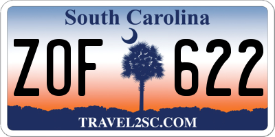 SC license plate ZOF622