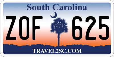 SC license plate ZOF625