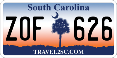 SC license plate ZOF626