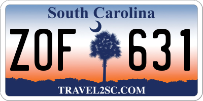 SC license plate ZOF631