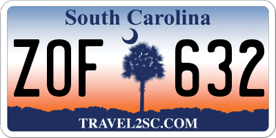 SC license plate ZOF632