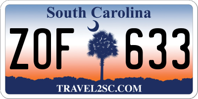 SC license plate ZOF633