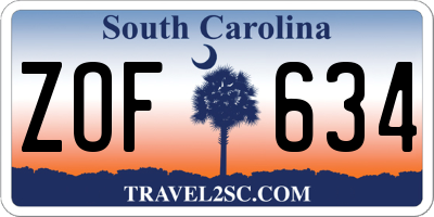 SC license plate ZOF634
