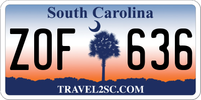 SC license plate ZOF636