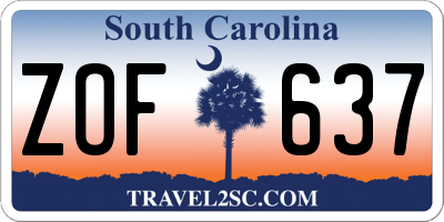 SC license plate ZOF637