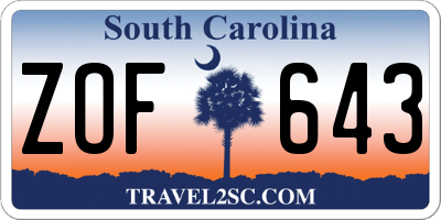 SC license plate ZOF643