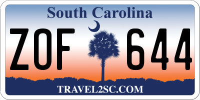 SC license plate ZOF644