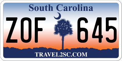 SC license plate ZOF645