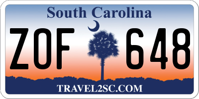 SC license plate ZOF648