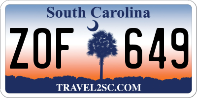 SC license plate ZOF649