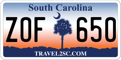 SC license plate ZOF650