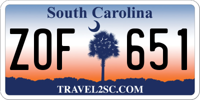 SC license plate ZOF651