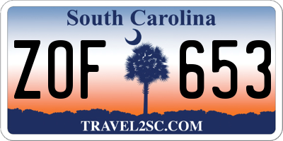 SC license plate ZOF653