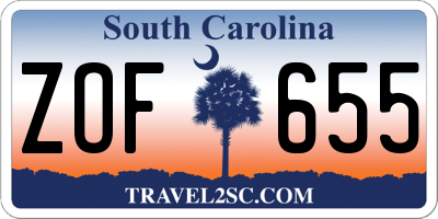 SC license plate ZOF655