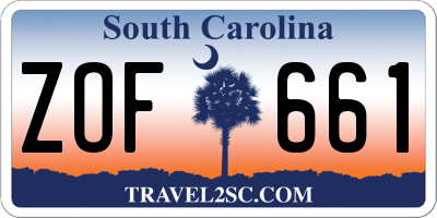 SC license plate ZOF661