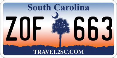SC license plate ZOF663