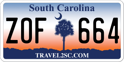 SC license plate ZOF664