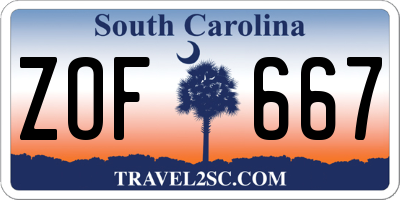 SC license plate ZOF667