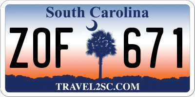 SC license plate ZOF671