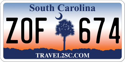 SC license plate ZOF674