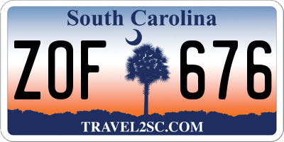 SC license plate ZOF676
