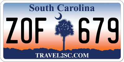 SC license plate ZOF679