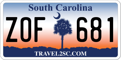 SC license plate ZOF681