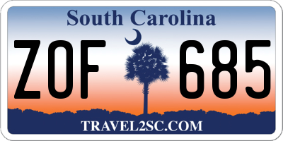 SC license plate ZOF685