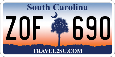 SC license plate ZOF690