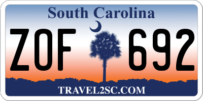 SC license plate ZOF692