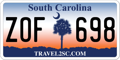 SC license plate ZOF698