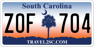SC license plate ZOF704