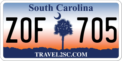 SC license plate ZOF705