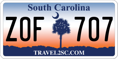 SC license plate ZOF707