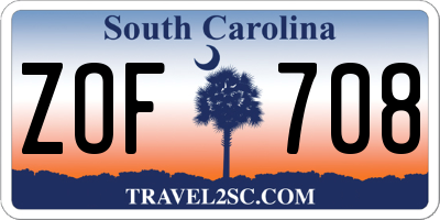 SC license plate ZOF708