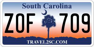 SC license plate ZOF709