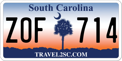 SC license plate ZOF714